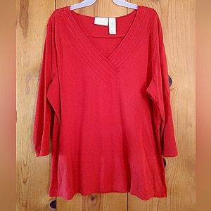 Liz Claiborne 3/4 Sleeve Top w/Pleated Neckline